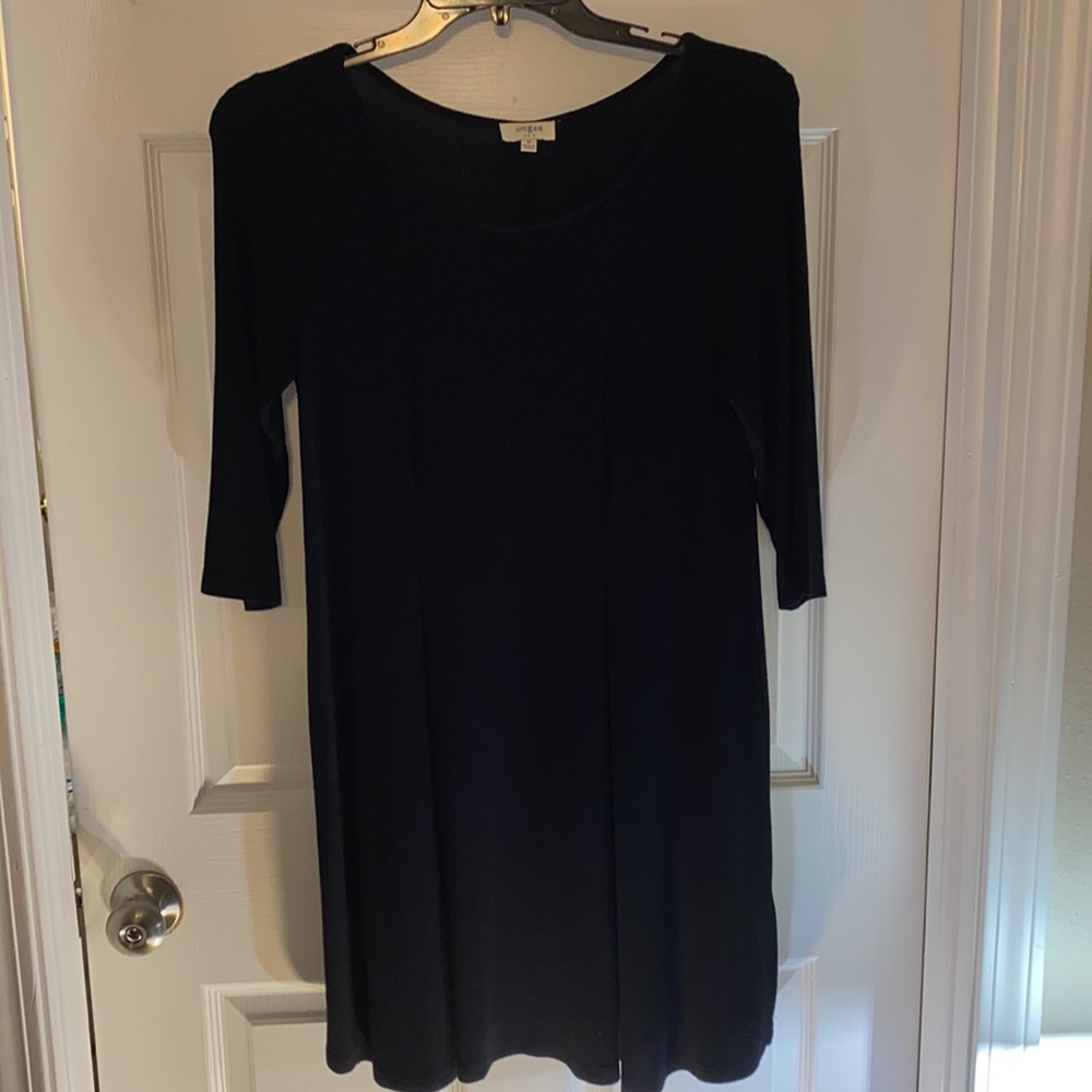 Umgee USA Black Mini Dress Ribbed Texture 3/4 sleeve size M